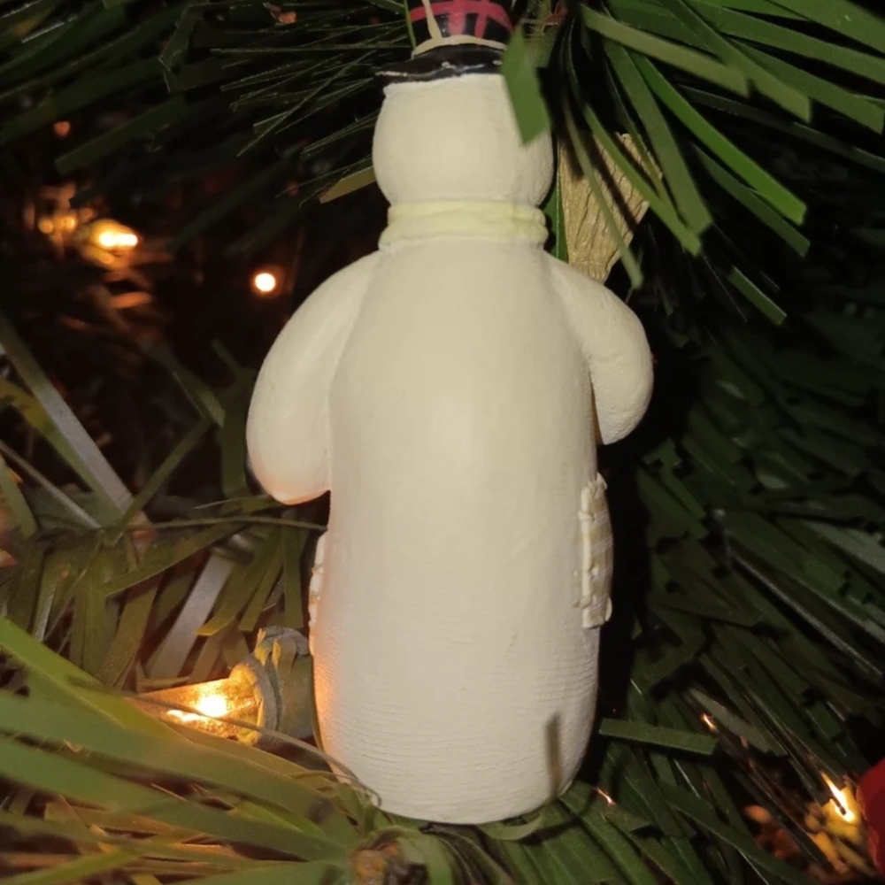 Festive Snowman Ornament - Cream and Gold - Picture 2 of 4